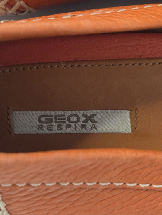 Geox Respira Orange Leather Loafers Italian Comfort Driving Flats  EU38.5/US8 - Picture 8 of 9